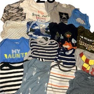 Assorted Baby Boy Bodysuit Lot - Blue, Gray, Navy, Camouflage 3-6 months